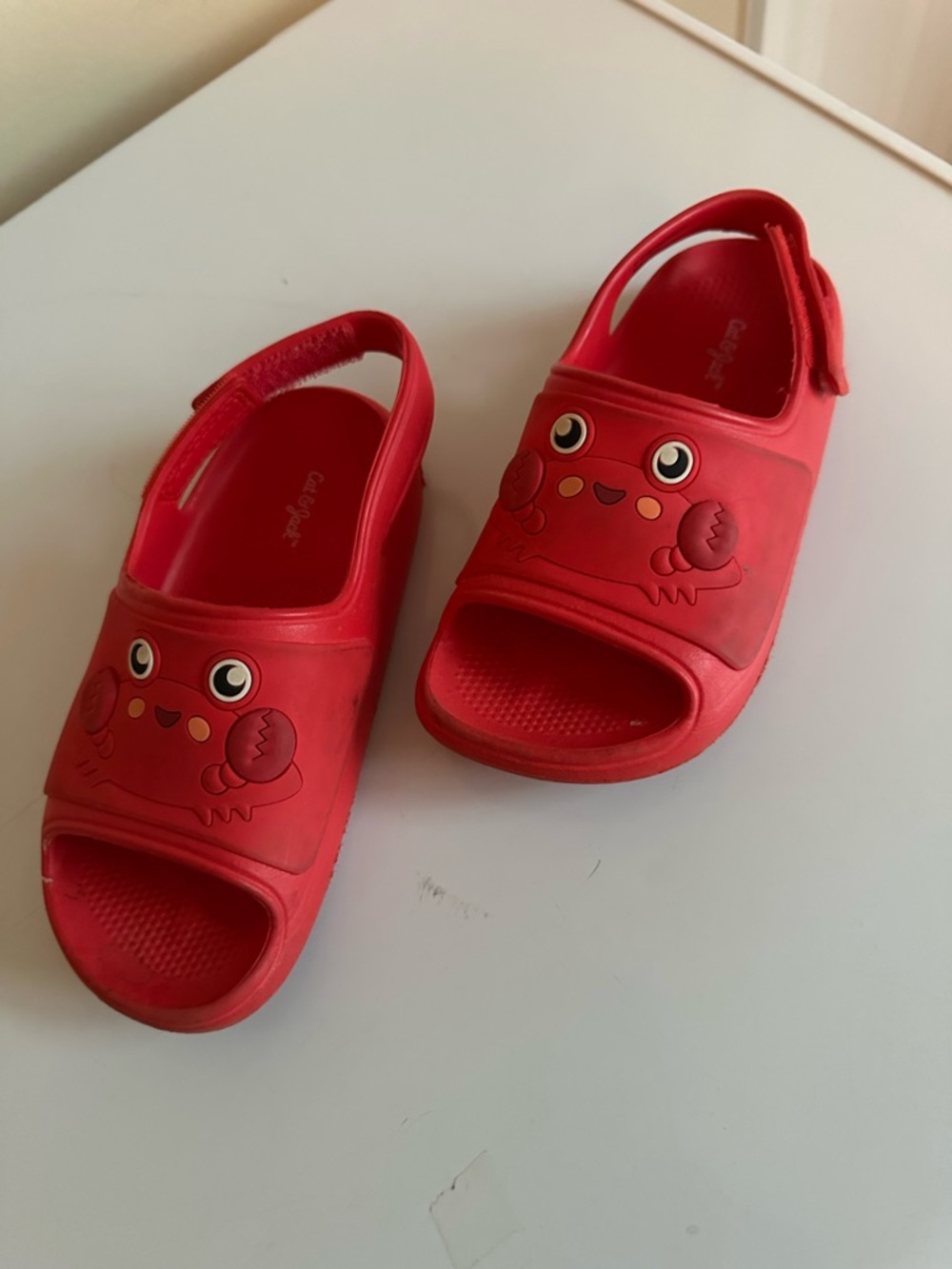 Kids Red Crab Slide Sandals with Heel Strap